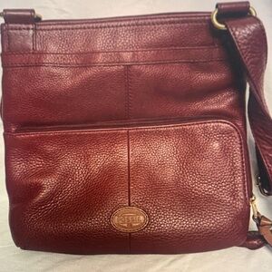 Fossil Burgundy Leather Crossbody Bag